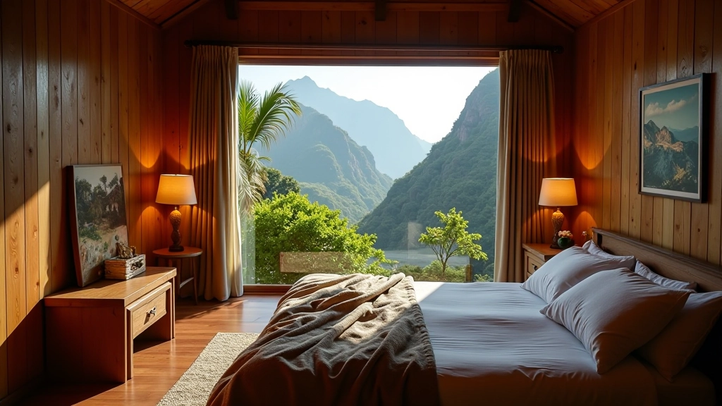 Habitación acogedora de alojamiento rural con vistas a montañas y luz natural